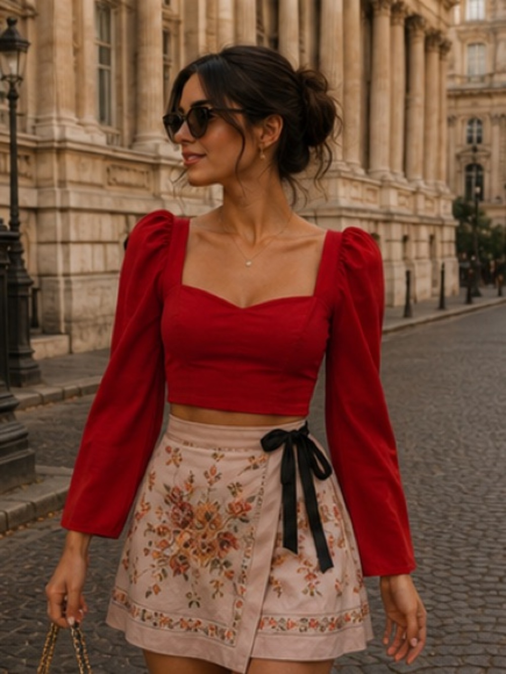 Zara Red Puff-Sleeve Crop Top